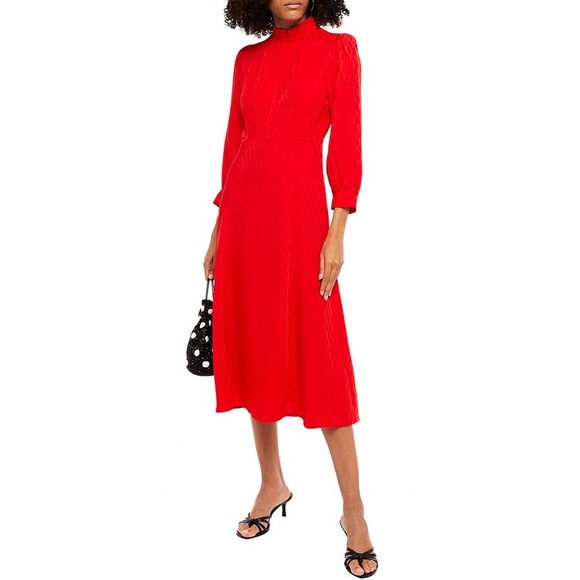 NWOT SANDRO Raya Satin Jacquard Midi Dress Size‎ 34 - Picture 1 of 11